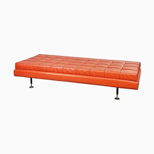 Mid-Century Modern Italian Orange Red Leather Daybed, 1970s