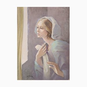 Retrato de un novicio, mediados del siglo XX, óleo sobre lienzo