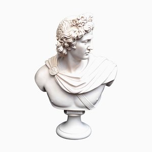 Vintage Marble Bust of Greek God Apollo, Late 20th Century