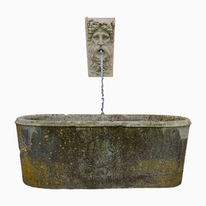 19th Century Marble Bath with Fountain Mask, Set of 2