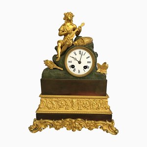 Antique Bronze and Partly Gilded Bracket Clock with Sitting Dionysus from Lenzkirch