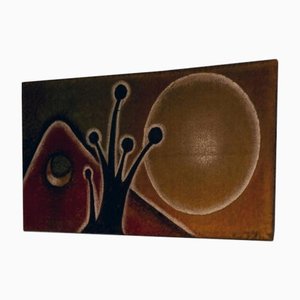 Paisaje de sol y luna, años 70, pintura sobre tela