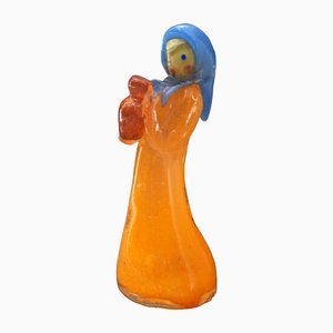 Girl Carrying Jug Figurine in Glass by Miloslav Janků for Železný Brod Glassworks