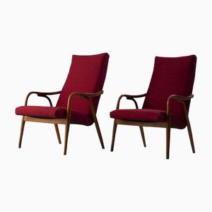 Wood Armchairs from Ton, Set of 2