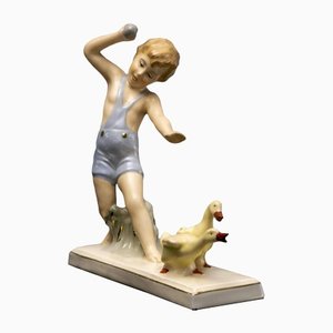 Boy with Geese Porcelain from Royal Dux