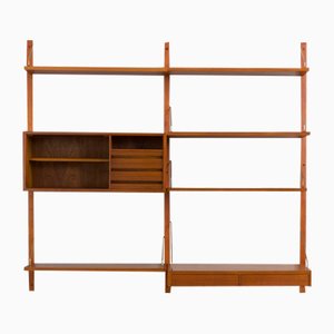 Teak Wall Unit with Floating Desk & Cabinet by Poul Cadovius for Cado, Denmark, 1960s