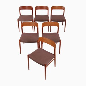 Model 75 Dining Room Chairs by by Niels Otto (N. O.) Møller, Denmark, 1960s, Set of 6