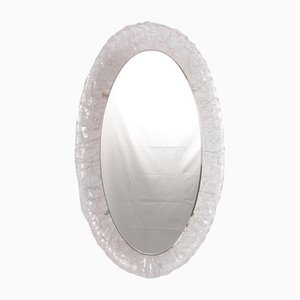 Large Oval Acrylic Glass Mirror with Lighting, Germany, 1960s