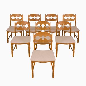 Razorblade Dining Chairs in Oak by Henning Kjaernulf, Denmark, 1960s, Set of 8