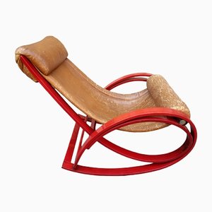 Wood and Leather Sgarsul Rocking Chair by Gae Aulenti for Poltronova, 1960s