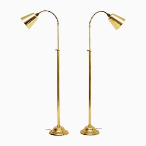 Vintage Brass Floor Lamps, 1970s, Set of 2