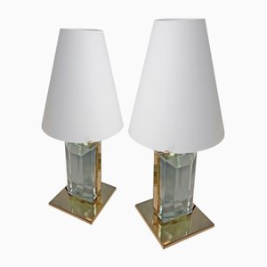 Gray Glass Bricks Opal Glass Lampshade, Set of 2