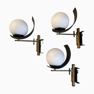 Mid-Century Modern Italian Wall Sconces in the style of Stilnovo, 1960s, Set of 3