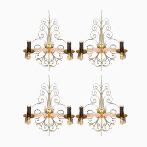 Gold and Nickel Plated Brass Wall Lights, Set of 4
