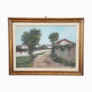 Italian Country Landscape, 1930s, Oil on Canvas, Framed