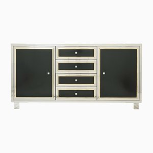 Brass Chrome Black Acrylic Glass Sideboard by Michel Pigneres, 1970s