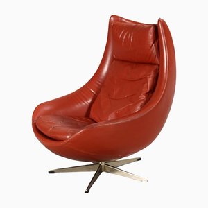 Rotatable Cognac Brown Leather Armchair by H.W. Klein for Bramin