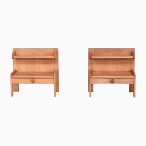 Mid-Century French Oak Bedside Tables, Set of 2