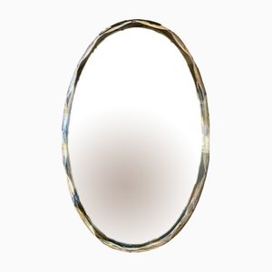 Ovaler italienischer Spiegel mit schwarzem Rahmen von Metalvetro Galvorame, 1960er