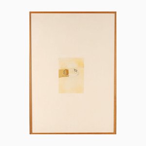Luca Caccioni, Composition Abstraite, 1991, Techniques Mixtes sur Papier, Encadré
