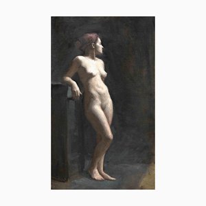 Marco Fariello, Nude of Klaudia From One Side, Oil on Canvas, 2021