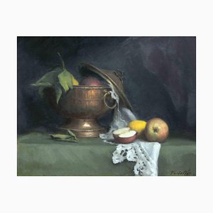 Marco Fariello, Still Life with Vase and Fruit, Oil on Canvas, 2021