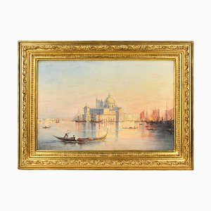 Ancient View of Venice, 19th-Century, Oil on Canvas, Framed