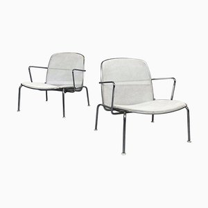 21st Century Italian White Metal Steel Web Armchairs by Citterio for B&b, 2000s, Set of 2