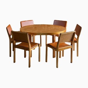 Mesa de comedor y sillas de Finmar para Alvar Aalto, años 40. Juego de 7