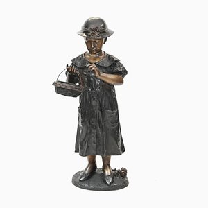 Statue de Fille Victorienne en Bronze