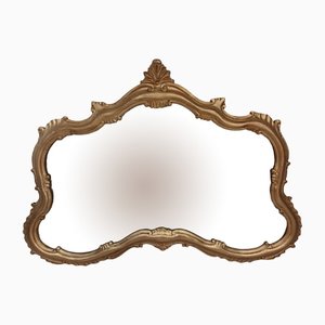 Specchio da camino grande antico in stile vittoriano con cornice dorata