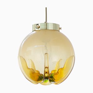 Vintage Amber Sphere Suspension Light with Green Decoration