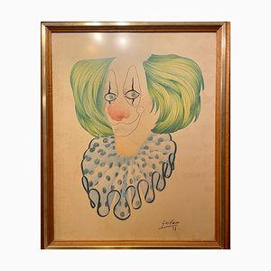 Guillem, The Clown, 1970s, Pencil on Paper, Framed