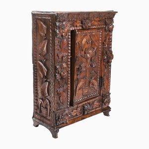 Small Wooden Cabinet with Floral Motifs