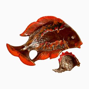Fish Wall Sculptures from Vallauris, Set of 2