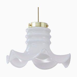 Lampe à Suspension Vintage en Verre Laiteux Blanc, Italie