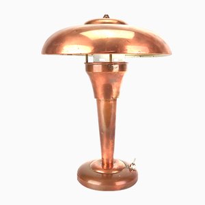 Art Deco Kupfer Mushroom Tischlampe