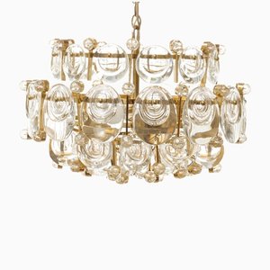 Glass and Brass Chandelier from Palwa, 1960s