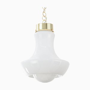 Lampe à Suspension Vintage en Verre de Murano Blanc, Italie