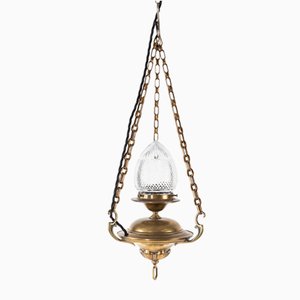 Brass and Cut Glass Sanctuary Lamp