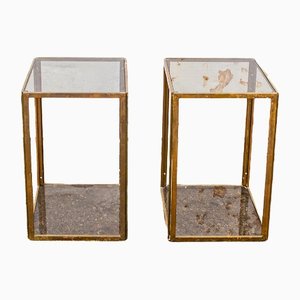 Brass and Glass Tables, Italy, 1970s, Set of 2