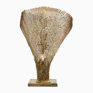 Brass Agate Stone Nefertiti Table Lamp byHenri Fernandez, 1970s