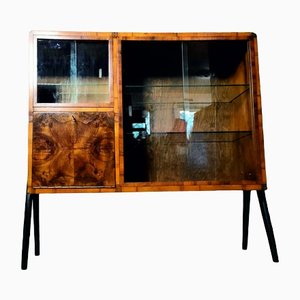 Art Deco Veneer Showcase Cabinet with Bar