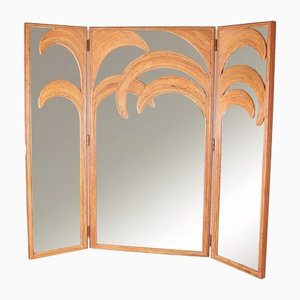 Rattan Wandschirm mit Spiegeln