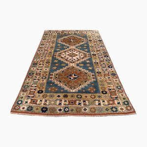 Türkischer Vintage Kazak Teppich in Rot & Blau