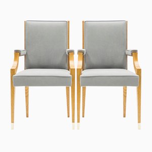 Set of Neoclassical Ash Wood Armchairs by André Arbus, 1940s