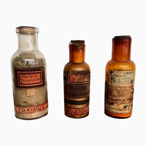 Botella de farmacia del siglo XIX. Juego de 3