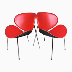 Red Lounge Chairs, Italy, 1990s, Set of 2