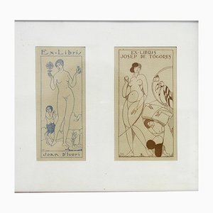 Lithographies Figuratives Joan D'Ivori, Ex Libris, Encadrées