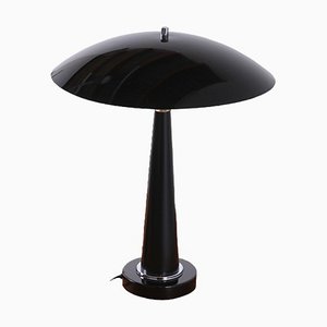Postmoderne schwarze UFO Tischlampe von Hala, 1980er
